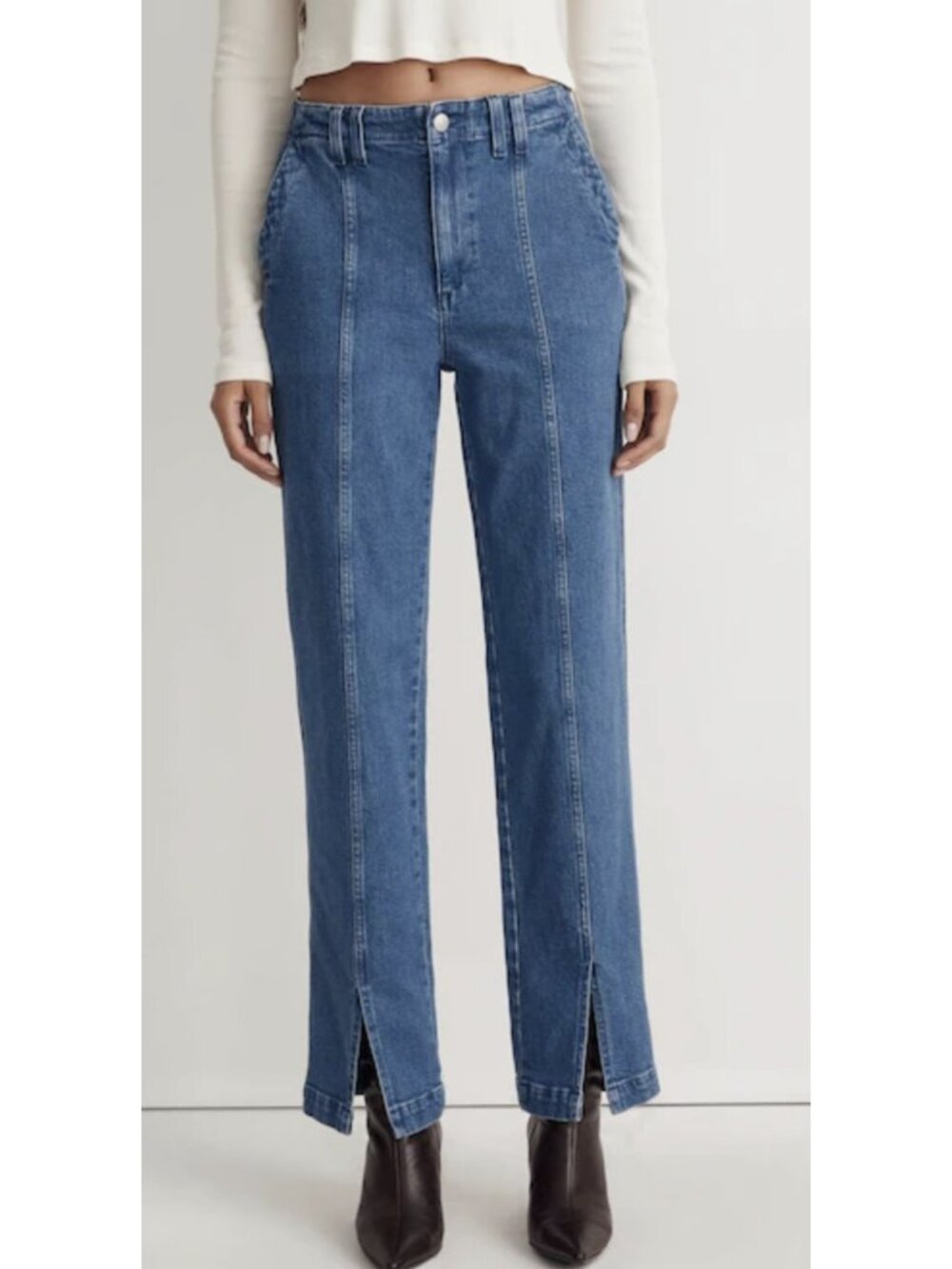 Madewell Perfect Vintage Straight Jean 27 Seamed Medium Wash High Rise